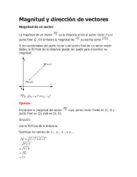 Elementos de un vector 1 dir ec c i n de un vec t or : Doc Magnitud Y Direccion De Vectores Magnitud De Un Vector Saul Lopez Gonzalez Academia Edu
