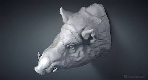 Wild Boar Head Digital Sculpture 3d Model For Cnc 3d Printing Digital Sculpture Sculpture Wild Boar