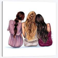 The 3 Of Us Canvas Artwork By Elza Fouche Icanvas In 2021 Drawings Of Friends Best Friend Drawings Bff Drawings