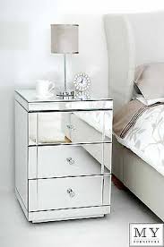 Toughened Mirrored Furniture Bedside Table Cabinet 3 Drawers Lucia 5060311140401 Ebay Mirrored Bedroom Furniture Furniture Bedside Table Mirrored Furniture