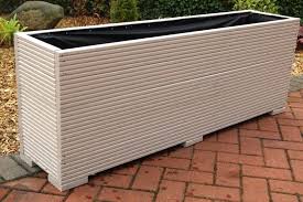 Large Wooden Garden Planter Trough Painted In Cuprinol Muted Clay 140cm Long Decking 32cm Width 150cm Wooden Garden Planters Wooden Garden Garden Troughs