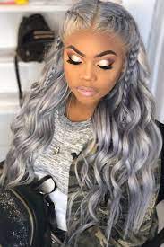 Grey Hairstyles For Black Women Sew In Weaves With Closure Factory Cheap Price With Store Coupon Dhl Worldwide Shipp Hair Styles Wig Hairstyles Grey Ombre Hair