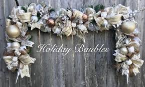 Champagne Gold Creams Silver With And A Hint Of Chocolate 9 Pre Lite Garland By Holiday Baubles Christmas Decorations Christmas Colors Decor Garlands
