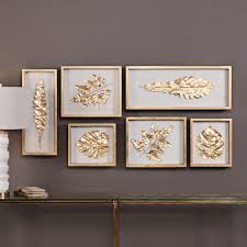 Wall Art Golden Leaves 6 Piece Shadow Box Framed Wall Art Set Framed Wall Art Sets Wall Art Sets Handmade Wall Art