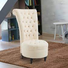 homcom elegant royal high back velvet tufted accent ottoman chair cream white high backed accent chair aosom high back accent chairs armless chair living room living room chairs