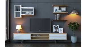 1 adet tv ünitesi + 1 adet düz duvar rafı + 2 adet kapaklı 3 bölmeli duvar rafı modülleri ürüne dahildir. Rabi Ece Lux Tv Unitesi Fiyati Vivense