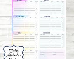 Weekly Medication Tracker Medication Planner Insert