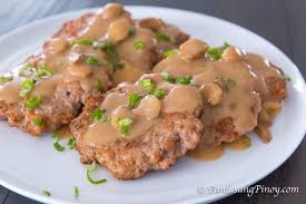 Pork Burger Steak With Mushroom Gravy Recipe Panlasang Pinoy Recipe In 2020 Gravy Recipes Mushroom Gravy Recipe Ground Meat Recipes