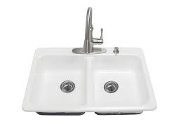 White kitchen sinks menards nearest location. Tuscany Drop In 33 Cast Iron 4 Hole Double Bowl Kitchen Sink At Menards