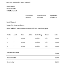 Nach dem download können sie die vorlage sofort nutzen oder eine rasche anpassung an ihre indivuduellen ansprüche vornehmen. Angebot Schreiben Kostenlose Vorlage Erstellung Tipps