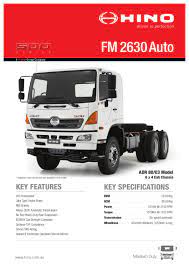 Hino 500 series how many horse power its got. Hino 500 Series Fm 2630 Auto Spec Sheet By Justin Edwards Issuu