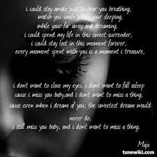 When I Miss You I Just Close My Eyes Song Lyric Art Of Don T Want To Miss A Thing By Aerosmith Tunewiki Lyricart Sing To Me Music Lyrics Amazing Quotes