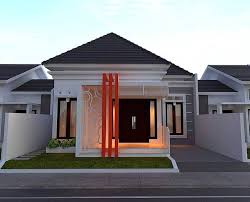 Foto model rumah minimalis dengan 2 lampu yang menempel di dinding ini sangat unik, ada taman kecil di depan nya juga. 6 Tipe Model Rumah Minimalis Idaman