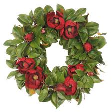 14 diameter as shown in picture. Faux Red Magnolia Wreath Williams Sonoma
