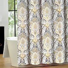 Tahari Luxury Cotton Blend Shower Curtain Yellow Gray Paisley On White Izmir Tahari Home Http Www Amazon Gray Shower Curtains Luxury Shower Curtain Curtains
