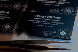 Stack of black professional photography business cards. My Business Card Runs Linux Dev Null