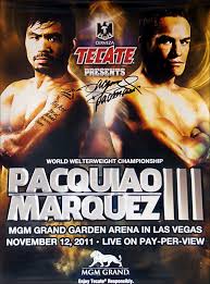 In this video interview, marcos villegas speaks to manny pacquiao about posters all over the mgm grand of floyd mayweather jr. Manny Pacquiao Vs Juan Manuel Marquez 3 Auto