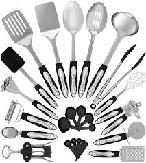 The stainless steel ergonomic handles of these kitchen tools are resistant to rust and durable. Home Hero Stainless Steel Kitchen Cooking Utensils 25 Piece Kitchen Utensil Set Nonstick Kitchen Utensils Cookware Set With Spatula Set Best Kitchen Gadgets Kitchen Tool Set Cooking Utensils Set