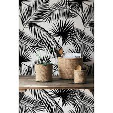 Black and white engraved ink art. Black And White Palm Leaves Wallpaper Wall Mural Coloraydecor Com