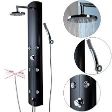 Led Aluminium Duschpaneel 3 Farben Regendusche Massage Handbrause 2 Ausführungen Sanlingo Ausführungschwarz Brauseanschluss