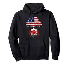 amazon com canadian roots american grown canada flag hoodie