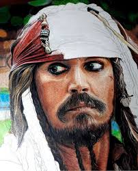 Hey Leute! Ich bin wieder hier, um euch noch einmal den Prozess meiner  Captain Jack Sparrow Zeichnung zu zeigen. In diesem Stadium habe ich  versucht, so viele Details wie möglich einzubauen, die