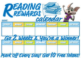 Chuck E Cheeses Reading Reward Chart 10 Free Tokens When