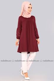 Kollari Incili Tunik Pna7569 Bordo Hijab Fashion Hijab Fashionista Abaya Designs