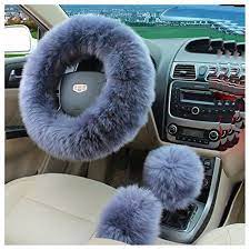 Valleycomfy Fashion Steering Wheel Covers For Women Girls Ladies Australia Pure Wool 15 Inch 1 Set 3 Pcs Black Car Accessories Online Market Best Cars For Teens Car Accessories Cute Car Accessories