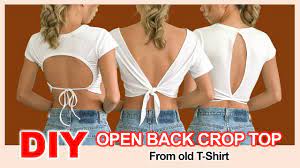 How do you make your own t shirt? Diy Open Back Crop Top From Old T Shirt Turn Your Boring T Shirt Into The Sexy Crop Top Youtube