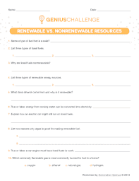 Natural resources land resources mineral resources marine resources agricultural resources animal resources forest resources classification of natural resources. Fillable Online Renewable Resourcesworksheet For Grades 3 5 Pdf A One Page Worksheet Called The Genius Challenge For Students Learning About Renewable Resources Answer Key Is Available On Our Site For Teachers Fax