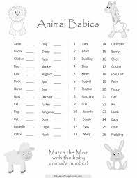 Match The Mom With Baby Animals Number Easy Baby Shower Games Baby Shower Printables Simple Baby Shower