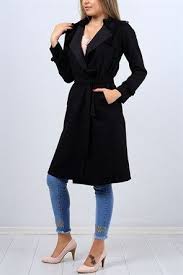 Kemerli Siyah Uzun Suet Mont 9258b Manto Mont Moda Stilleri