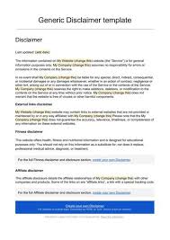 Generic Disclaimer Template Legal Generic Templates