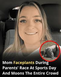 Mom's sports day faceplant goes viral online