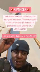 Blessed is the one who perseveres under trial, for when they have stood the  test, they will receive the crown of life that the Lord has promised to  those who love Him. 🙏✨ #James112 ...
