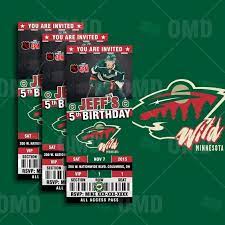 2 5x6 Minnesota Wild Sports Party Invitations Sports Party Invitations Wild Hockey Hockey Birthday