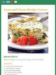 Lean And Green Spinach Quiche Greens Recipe Lean Protein Meals Lean And Green Meals