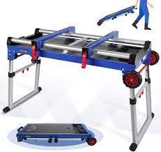 You can take this portable workbench on wheels at any workplace with ease. Buy Workpro Work Bench 4 In 1 Portable Workbench Quick Folding Work Table With Detachable Miter Saw Stand And Height Adjustable Legs Work As Scaffold Dolly Creeper Platform For Woodworking Tools Online In Indonesia B085rz1nhv