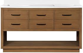 Enjoy free shipping & browse our great selection of bathroom fixtures, vanity tops, vessel sinks and more! Ove Decors Carran 60 Double Undermount Sink Bathroom Vanity With Cultured Marble Countertop Pre Assembled Backsplash Included 06 Drawers And Open Shelf 60 Inches Wax Pine Amazon Com