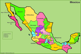 Mexico is situated south of the usa bordering on the states of texas. Mexico States Map