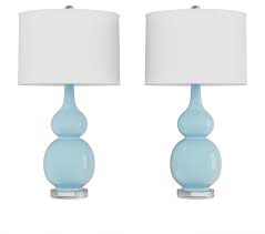 Lavish Home Set Of 2 Ceramic Double Gourd Table Lamps Contemporary Lamp Sets By Trademark Global