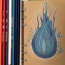 Blue Flame Fire Water Ice Light Prismacolor Tiffanymontayre Prismacolor Art Watercolor Tattoo