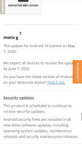 · type your name and imei in form. News Regarding Moto G7 Android 10 Update Motog