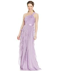 Adrianna Papell One Shoulder Tiered Chiffon Gown Dresses Women Macy S Dresses Chiffon Dress Long Chiffon Gown