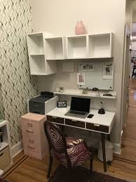 Home Office Combining Ikea S Eket Shelves A Reclaimed File Cabinet An Office Max Desk And Quartet Dry Erase Magnetic Home Office Desk Inspiration Home Desk