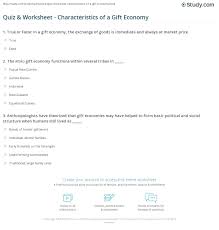 Who were you born to be? Quiz Worksheet Characteristics Of A Gift Economy Study Com