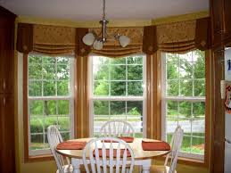 A pleated valance shades the top portion of the window, staying within the boundary of the trim. Garden Trellis Screening Garden Fence Panels Gates Bay Window Treatments Ideas Kitchen