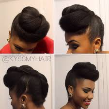 At hollywood beauty center we pride ourselves for the years of. Roll Tuck Twisted Pompadour Updo On Natural Hair Kyss My Hair Hair Styles Curly Hair Styles Natural Hair Styles