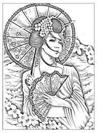 Japanese coloring books for adults. Printable Japanese Coloring Pages